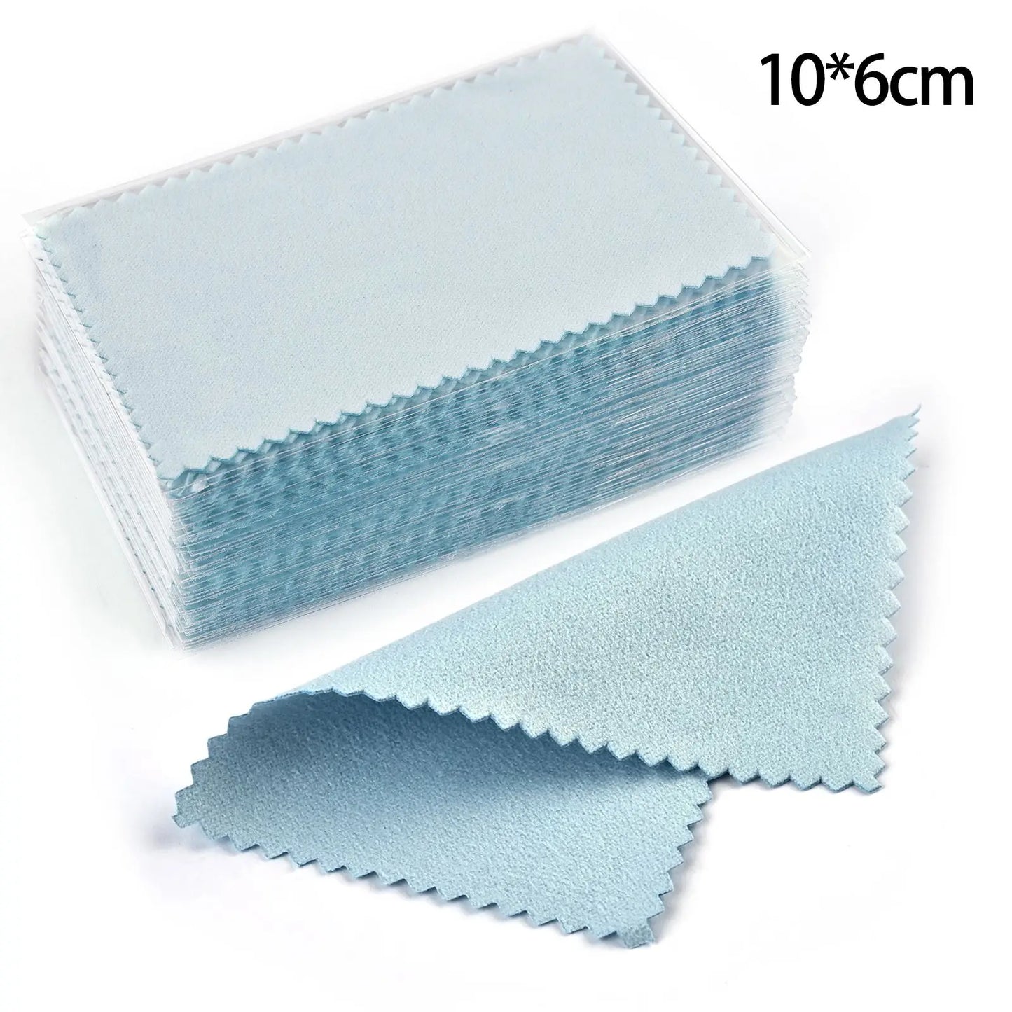 50pcs Silver Polishing Cloths 10x6.5cm & 8x8cm – Soft Cleaning Wipes for Necklaces, Rings & Jewelry Care