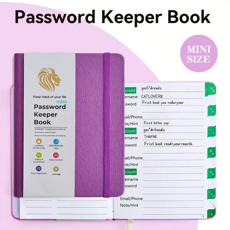 4-Password Book with Alphabetical Tabs – Internet Address & Password Keeper Logbook for Organized Note Keeping
