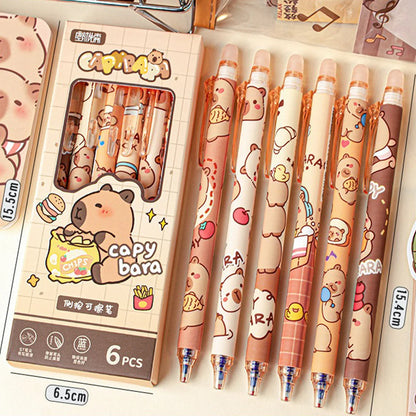 Cute Capybara Gel Pens – Erasable & Refillable Smudge-Free Ink Pens for School, Office, Stationery & Gifts
