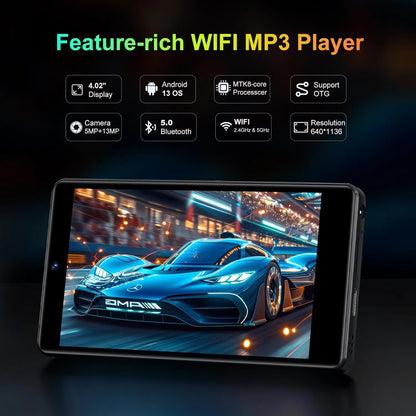 Android 13 MP3 Player - Bluetooth 5.0 WiFi Music Player with Spotify, Camera, Speakers & Touchscreen