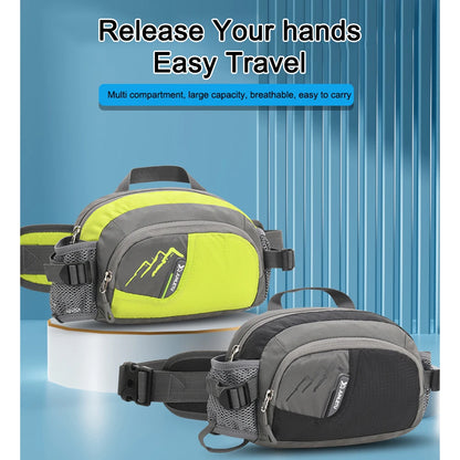 Running Belt Fanny Pack with Bottle Holder – Nylon Waist Sling Phone Pouch for Jogging, Hiking & Hydration
