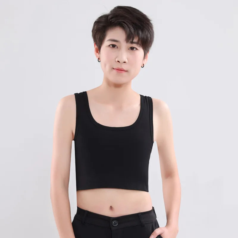 Women’s Half-Length Corset Top – Pullover Breast Binder with Bandage Tank Vest for Lesbian & Trans FTM