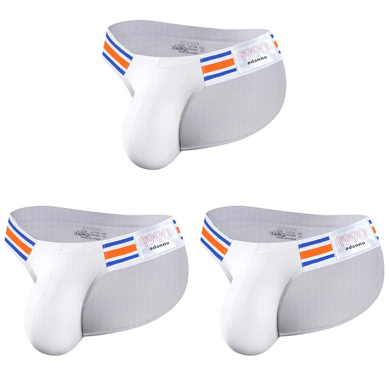 Men’s Breathable Brief Underwear 1/2/3/4PCS – High Fork Triangle Design with Striped Elastic Waistband Comfort Fit