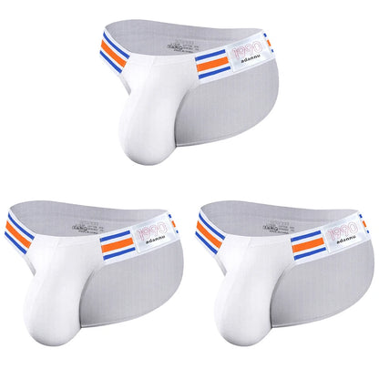 Men’s Breathable Brief Underwear 1/2/3/4PCS – High Fork Triangle Design with Striped Elastic Waistband Comfort Fit