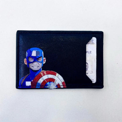 Leather Captain Wallet – Personalized Superhero Mask Card Holder & Slim ID Wallet for Men
