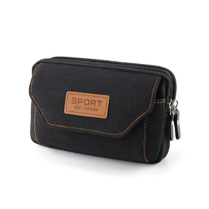6.5" Men’s Canvas Waist Pack – Soft Pouch Belt Bag for Running, Travel & Camping