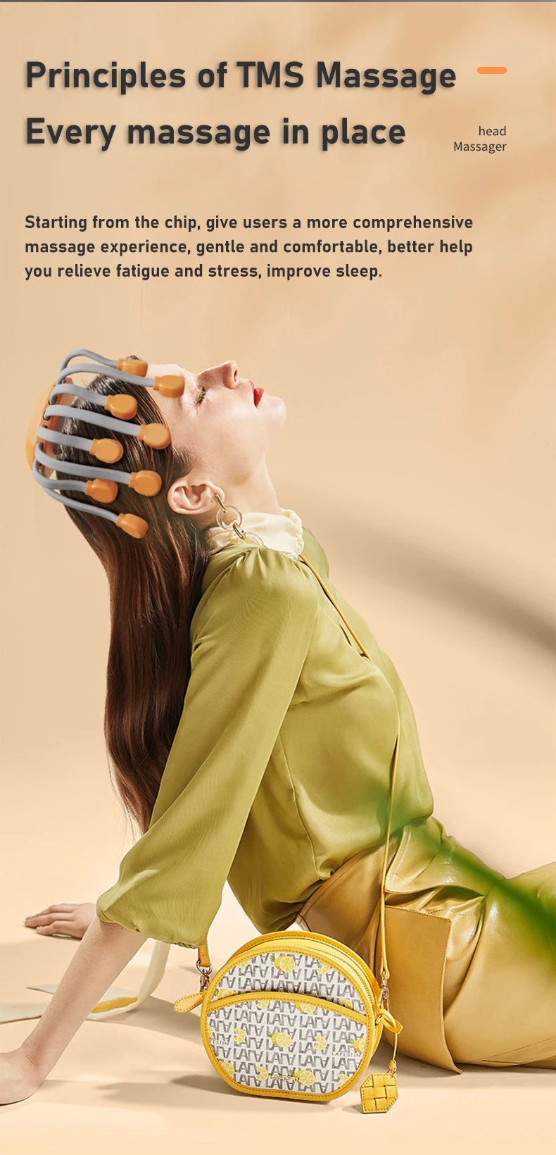 20-Head Orange Scalp Massager – Red Light Vibrating Octopus Scratcher for Relaxation, Stress Relief & Migraine Relief