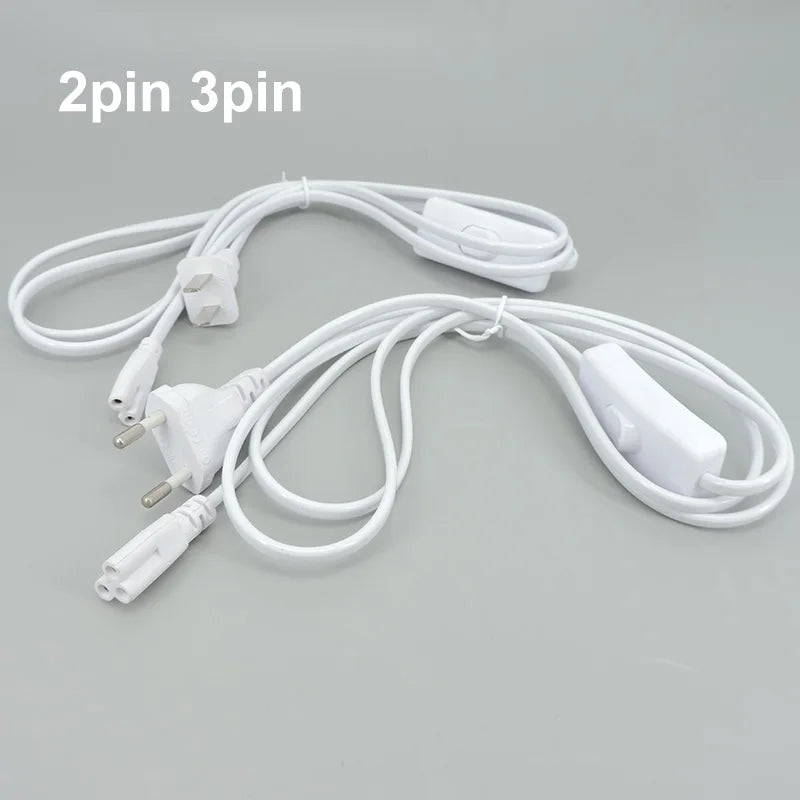 2/3 Pin AC Switch Cable – ON/OFF Power Extension Wire for T5/T8 LED Tube Lighting with EU/US Plug Connector