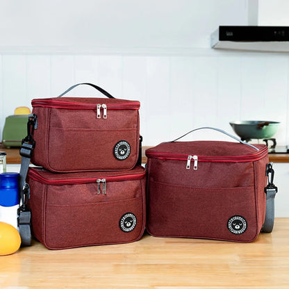 Insulated Waterproof Lunch Bag – Large Capacity Thermal Food Container with Adjustable Shoulder Strap for School & Daily Use