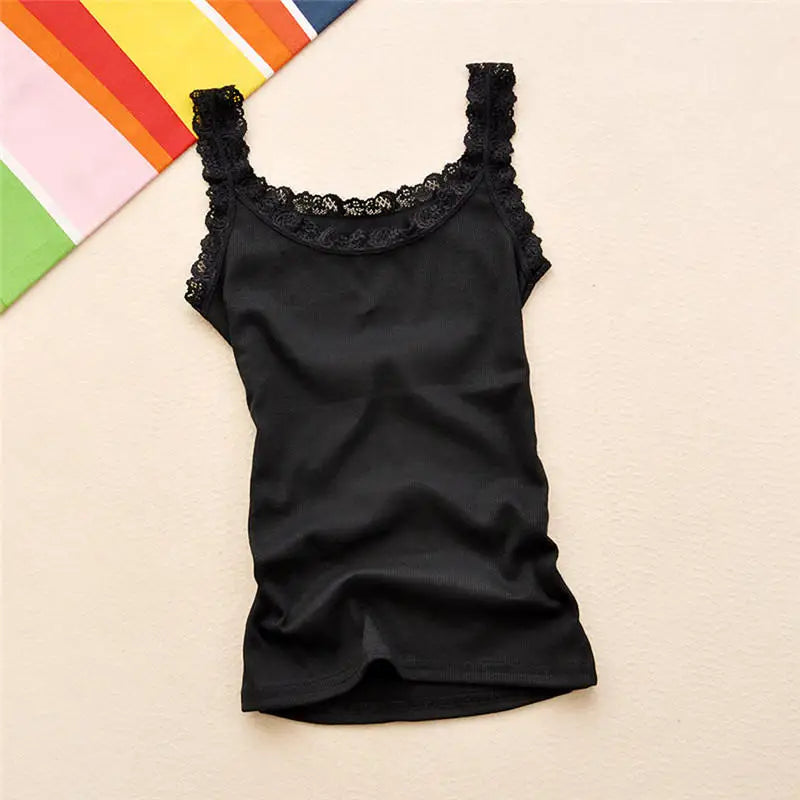 Women's Lace Tank Top - Sleeveless Summer Vest Top for Women, Stylish Casual Innerwear in White & Black