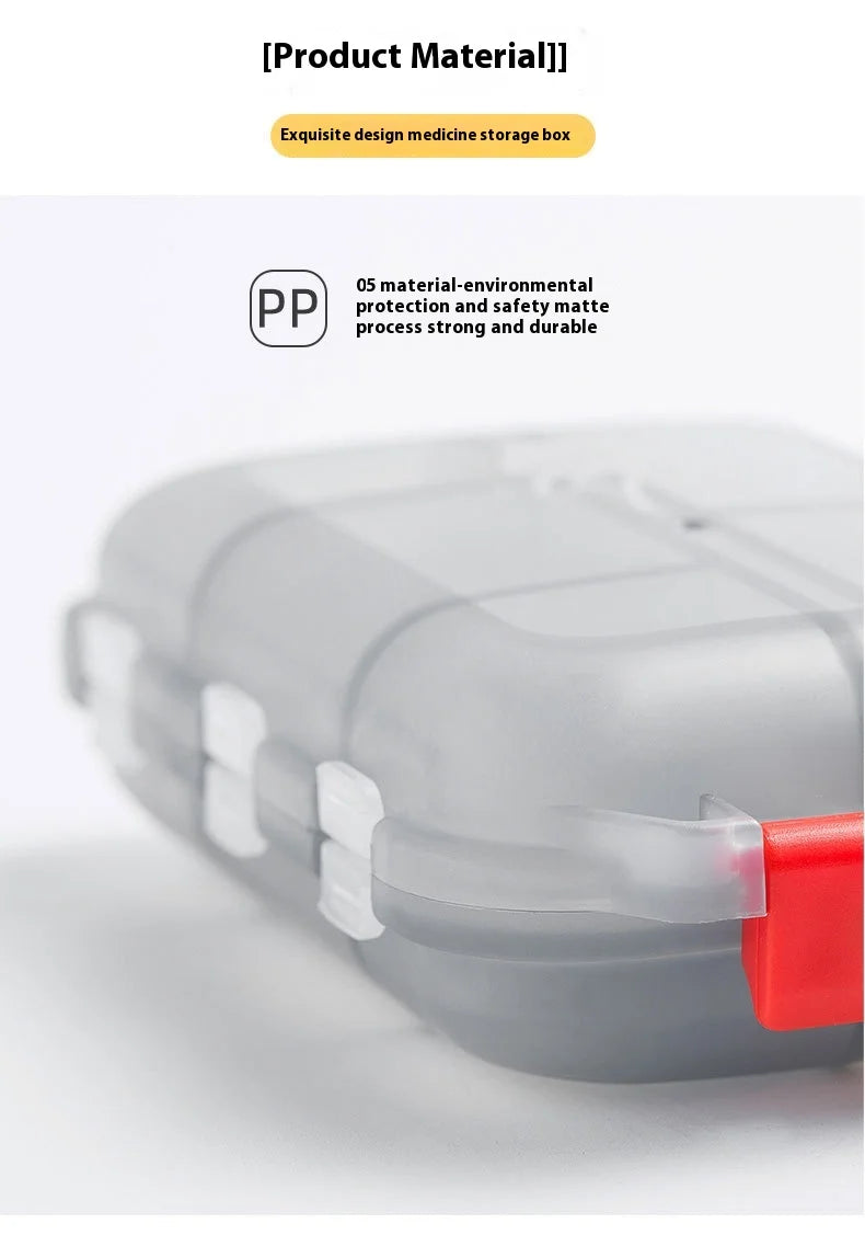JUSTLANG Portable Medicine Box – Waterproof & Moisture-Proof Pill Container with 10 Small Grid Cells for Tablets Storage