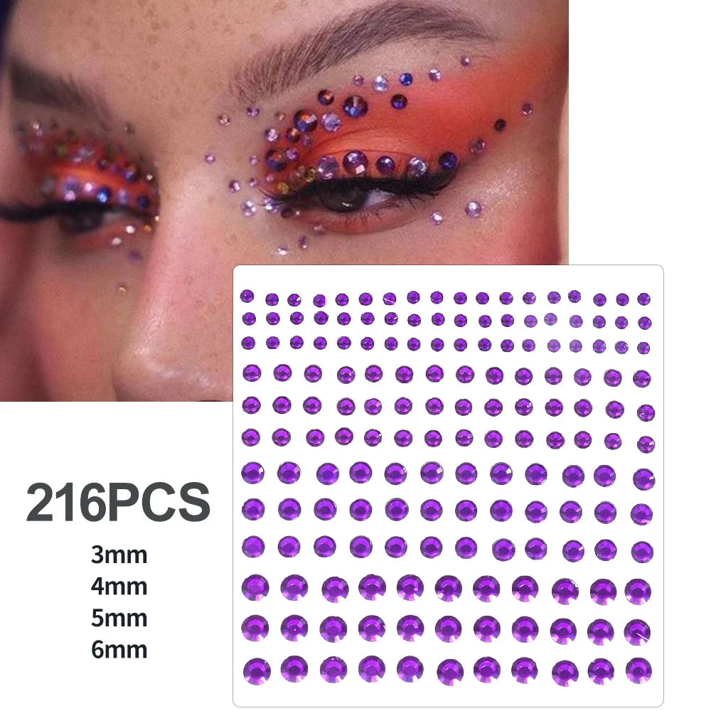 3D Holographic Teardrop Rhinestone Stickers - Self-Adhesive Crystal Diamond Face, Eye & Hair Decoration Tattoos