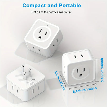 5-Way Multi Plug Outlet Extender - Wall Outlet Expander for Travel, Home, Office, Dorm - Small Electrical Outlet Splitter