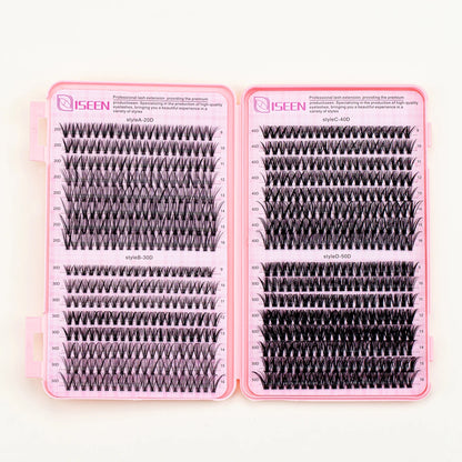 DIY Segmented False Eyelash Set – Large Capacity Cluster Eyelash Book with Glue, Remover, Tweezers & Brush, Festival Gift