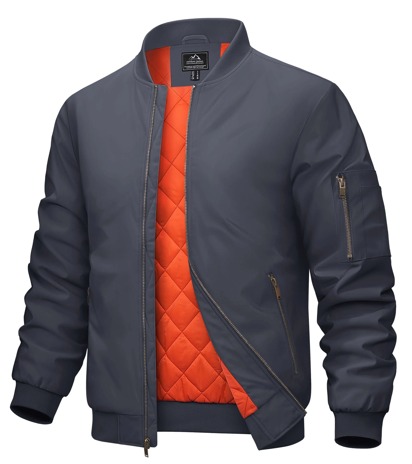 MAGCOMSEN Men’s Aviator Bomber Jacket - Warm Windproof Fall & Winter Casual Coat with Orange Lining
