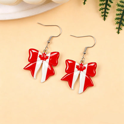 4th of July Patriotic Flag Earrings - Red White Blue American Dangle Jewelry Gift for Women