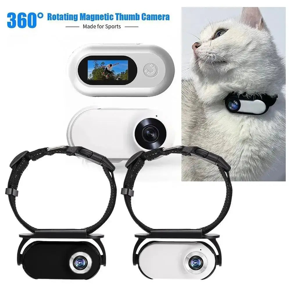 360° Rotation Pet Camera - 120° Wide-Angle Mini Collar Body Camera for Dogs and Cats, Portable Outdoor Video Recorder