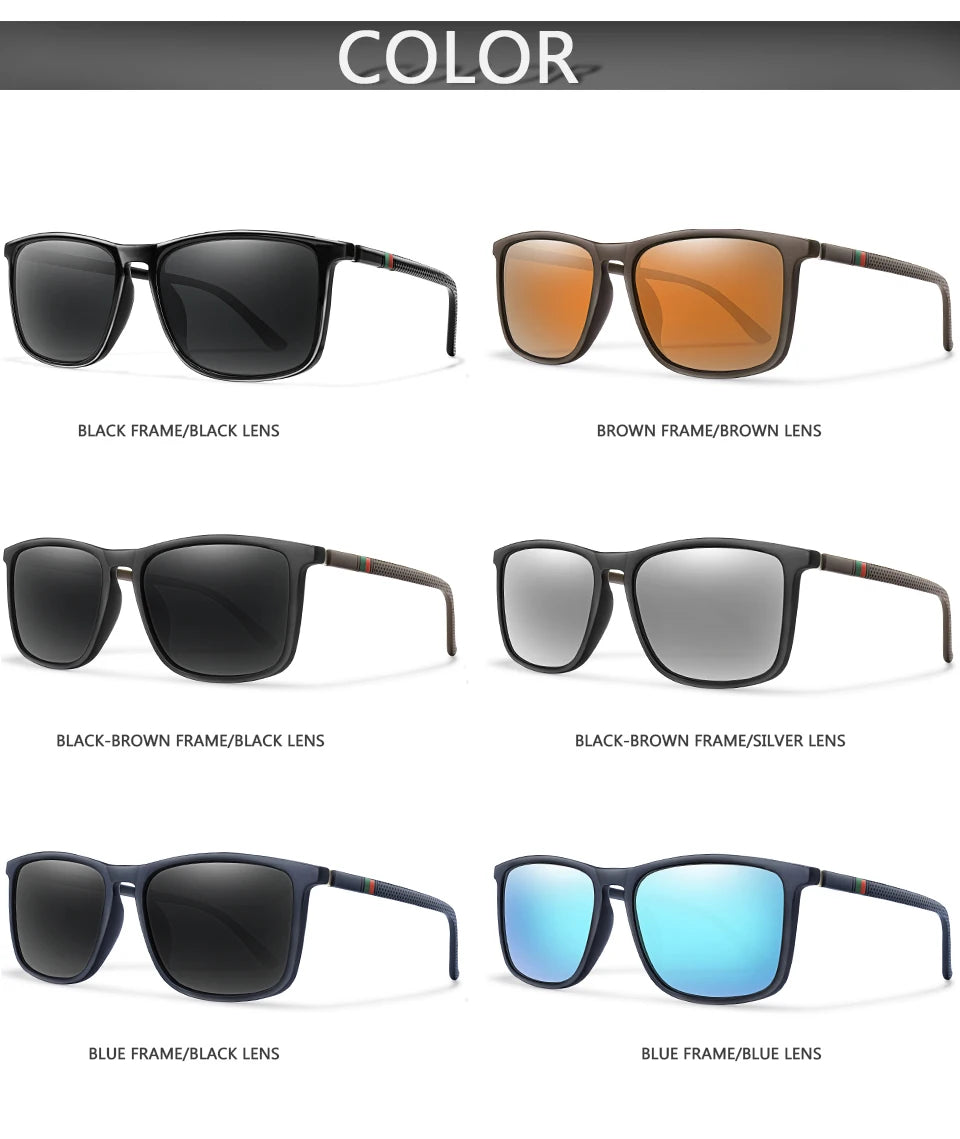 Luxury Square Vintage Polarized Sunglasses for Men & Women – UV400 Cycling, Driving, Fishing Eyewear