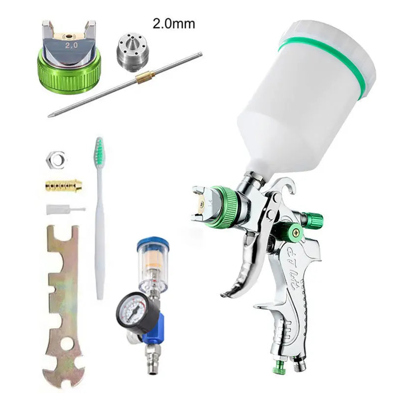 HVLP Professional Spray Gun – 1.4/1.7/2.0/2.5mm Steel Nozzle Gravity Gun for Car Paint | Portable DIY Spray Paint Kit