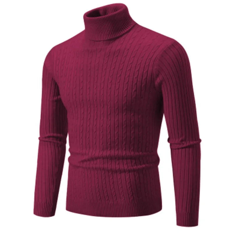Men's High Neck Turtleneck Sweater - Warm Knitted Pullover Winter Casual Outdoor Top