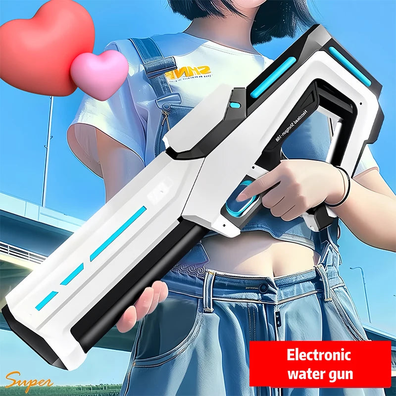Electric Water Gun for Adults & Kids – Powerful Squirt Blaster with Automatic Water Suction, Summer Beach Toy