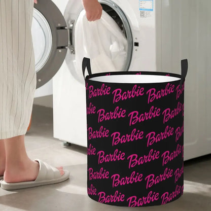 Custom Barbie Logo Laundry Basket – Collapsible Large Capacity Clothes Storage Bin, Disney Baby Hamper