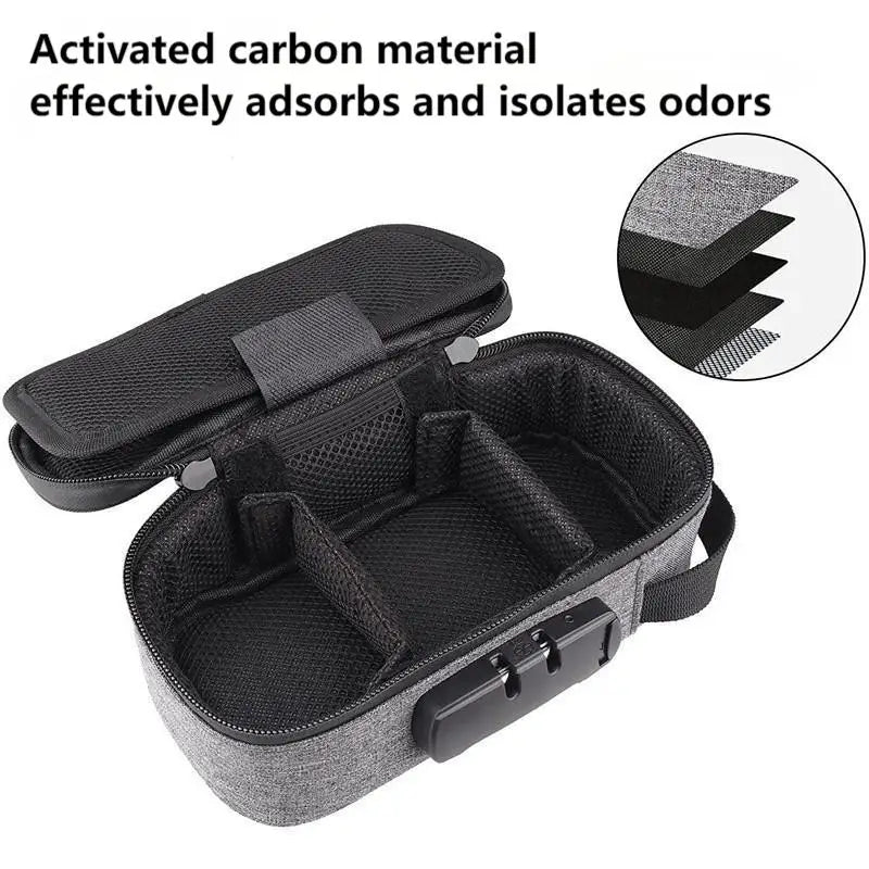Smell Proof Storage Bag with Lock – Large Capacity Activated Carbon Odor Proof Portable Travel Organizer Bag for Pipes & Accessories