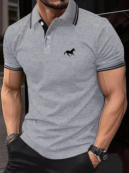 Casual Men’s Polo T-Shirt — Short Sleeve Button Lapel Summer Top, Super Large Sizes S-3XL