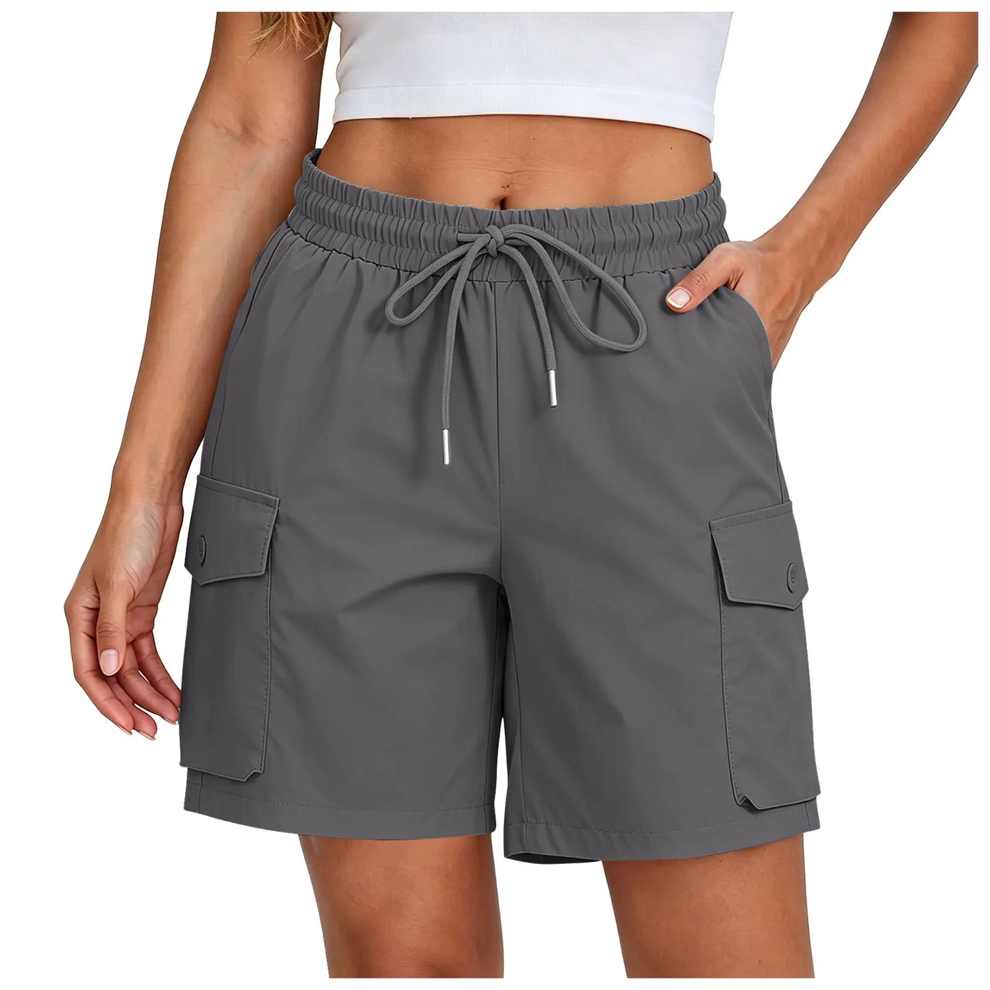 Women’s Summer Hiking Shorts - Lightweight Breathable High-Waist Multi-Pocket Cargo Shorts for Outdoor, Work & Streetwear