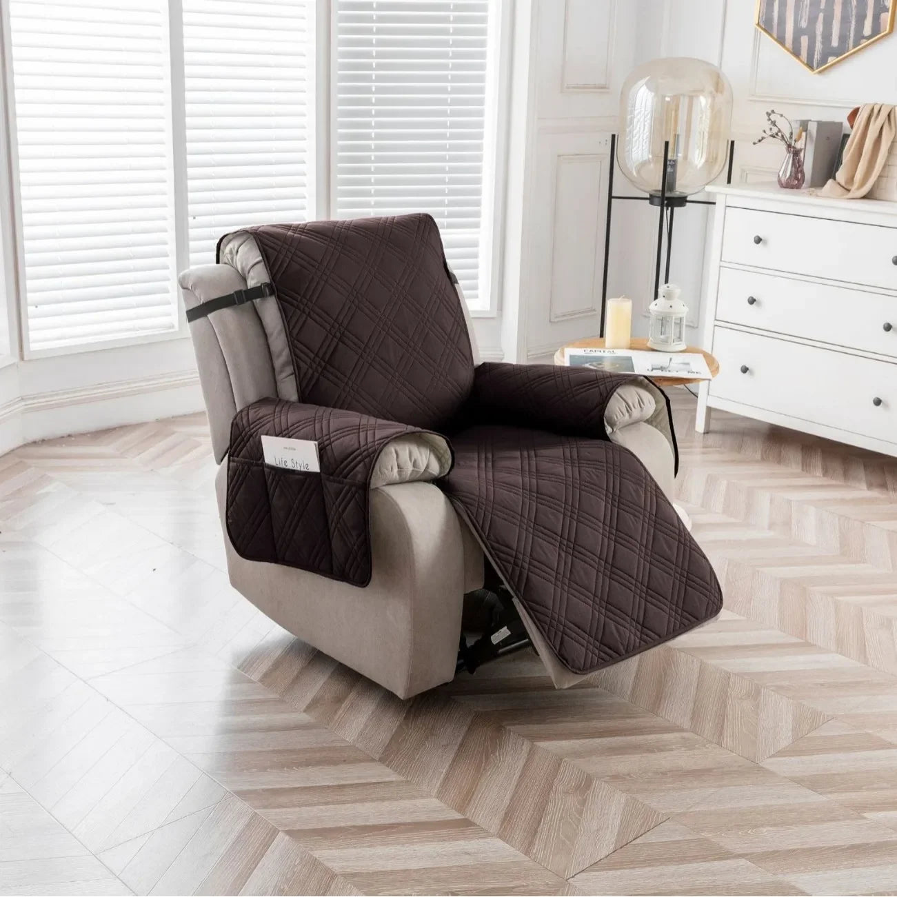 100% Waterproof Recliner Chair Cover – Non-Slip Recliner Slipcover with Pocket for Bedroom, Office & Living Room