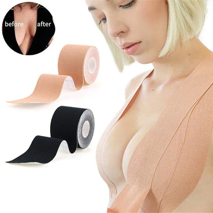 HaleyChan Boob Tape & Breast Lift Adhesive – Invisible Push Up Bra Tape with Nipple Covers for Strapless Support Bralette Style (1pc)