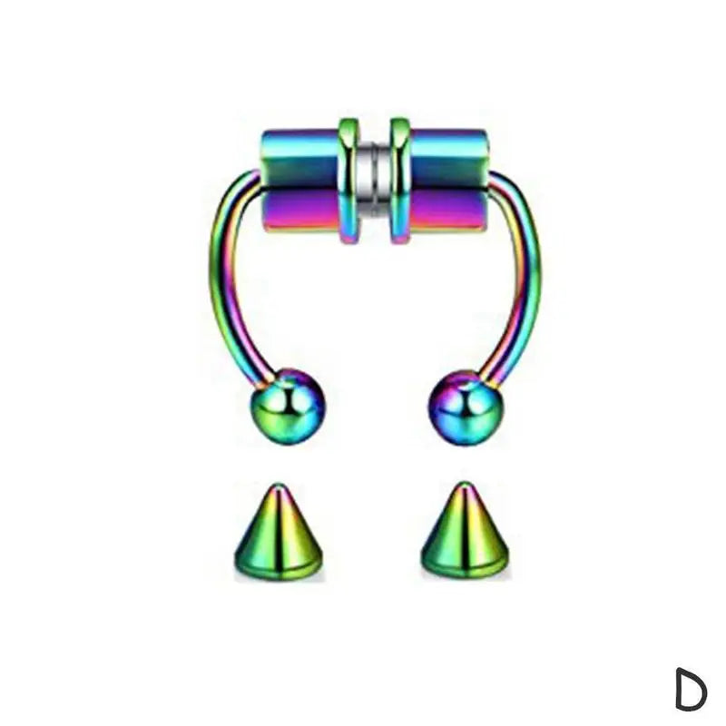 Women’s Fake Septum Piercing – Stainless Steel Magnetic Nose Hoop Clip, Punk Rock Body Jewelry Gift