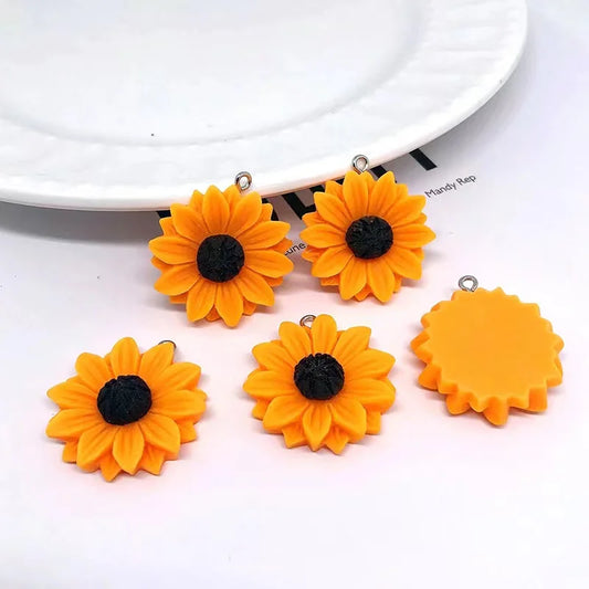 10Pcs Simulation Sunflower Charms 25/30mm for DIY Earrings, Necklace & Jewelry Making Accessories