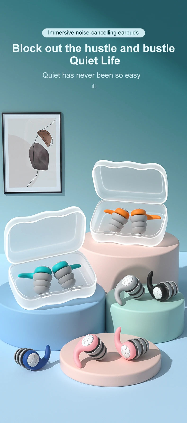 Waterproof Noise Reduction Earplugs – Sleep & Work Ear Protection for Travel, Anti-Noise Earplugs