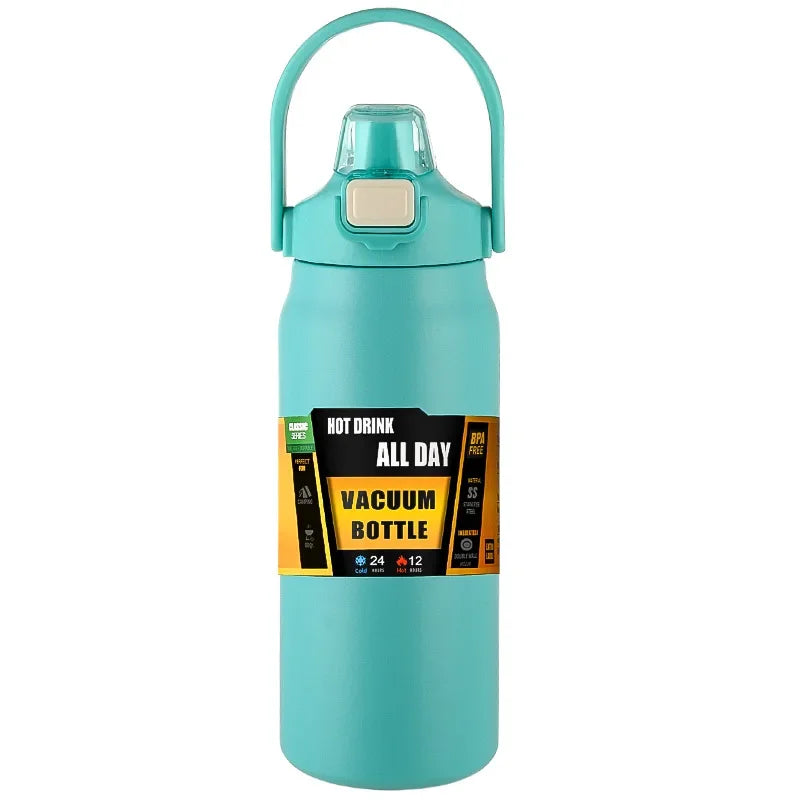 Outdoor Stainless Steel Thermos Bottle – 304 Vacuum Insulated Travel Mug with Straw, Hot & Cold Sports Water Tumbler Portable Flask