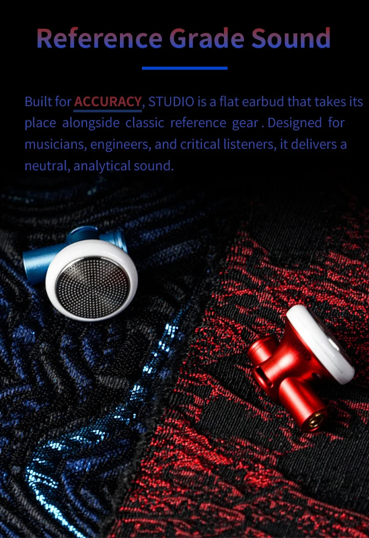 Guangda HIFI Flathead Studio Earbuds — Wired Hi-Res Earphones for Gaming & Music (3.5mm / 4.4mm / USB-C)