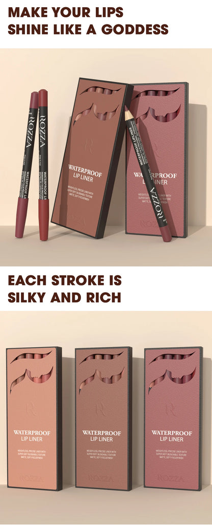 Rozza Waterproof Matte Lip Liner Pencil Set – Weightless, Precise, Super Soft & Blendable