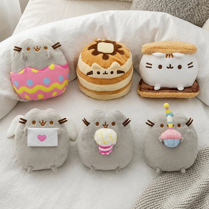 Pusheen Cat Figure and Plush Pillow - Cute Anime Desk Decor, Fluffy Cushion Ornament, Birthday Gift for Cat Lovers and Pusheen Fans
