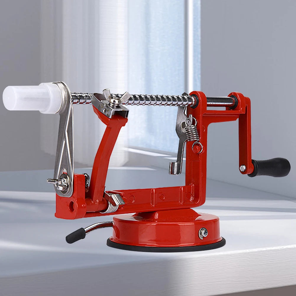 Versatile 3-in-1 Fruit Peeler Slicing Machine - Stainless Steel Apple Peeler Corer with Suction Base for Household Kitchen