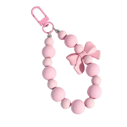 Pink Pearl Bow Keychain — Mobile Phone & Earphone Bag Accessory, Anti-Lost Rope, Car & Backpack Pendant