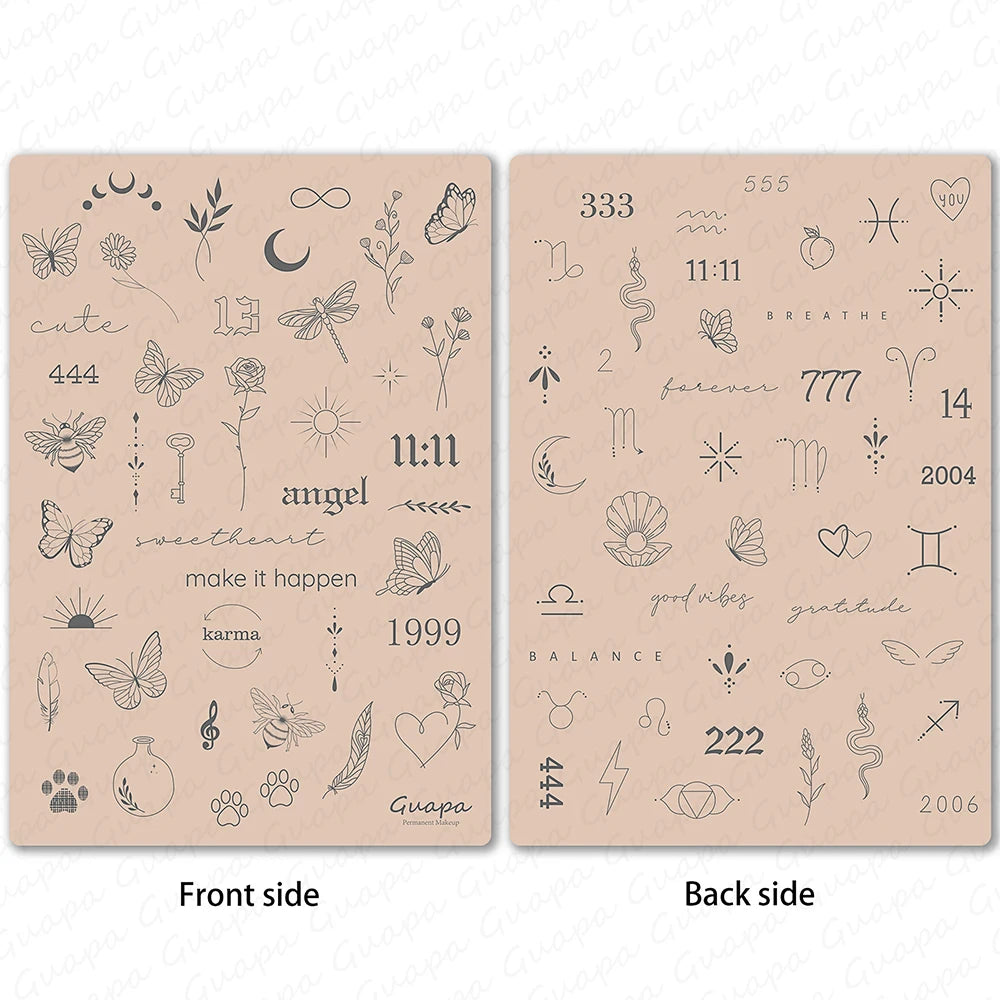 Silicone Practice Skin for Permanent Makeup — Double-Sided Latex Sheet with Brows Design for Hair Stroke Training