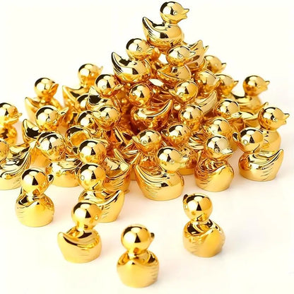 20pcs Mini Golden Duck Figurines - Resin Yellow Ducklings, Dollhouse Decor, Fairy Garden & Craft Scenery