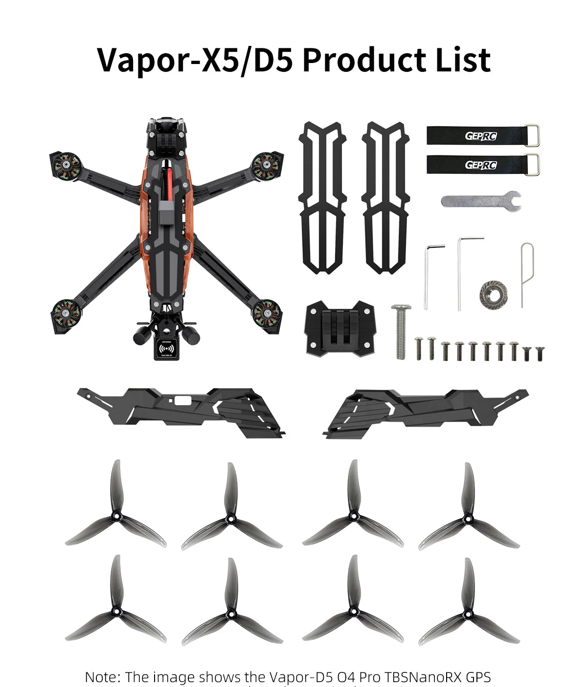 GEPRC Vapor-X5 D5 HD FPV Drone 5" – 4K 120fps Recording, O4 Air Unit, 2207E 1960KV Motor, Freestyle Quadcopter