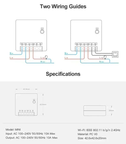 Sonoff Mini R2 WiFi Smart Switch - Remote Control, 2-Way Timer, Wireless DIY Switch with eWeLink App