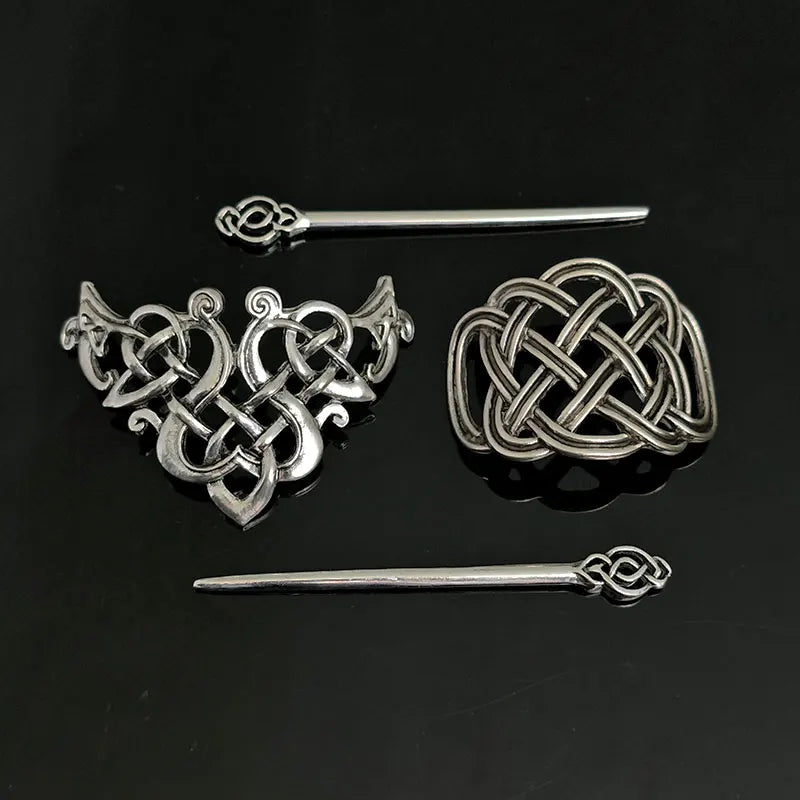 Viking Celtic Love Hair Clips - Retro Norwegian-Style Party Hair Accessories and Valentine’s Day Gifts