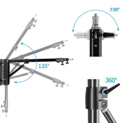 170cm Heavy Wall Mount Boom Arm – Projector Bracket for Photography Studio, Softbox, Video Strobe & Ring Lights