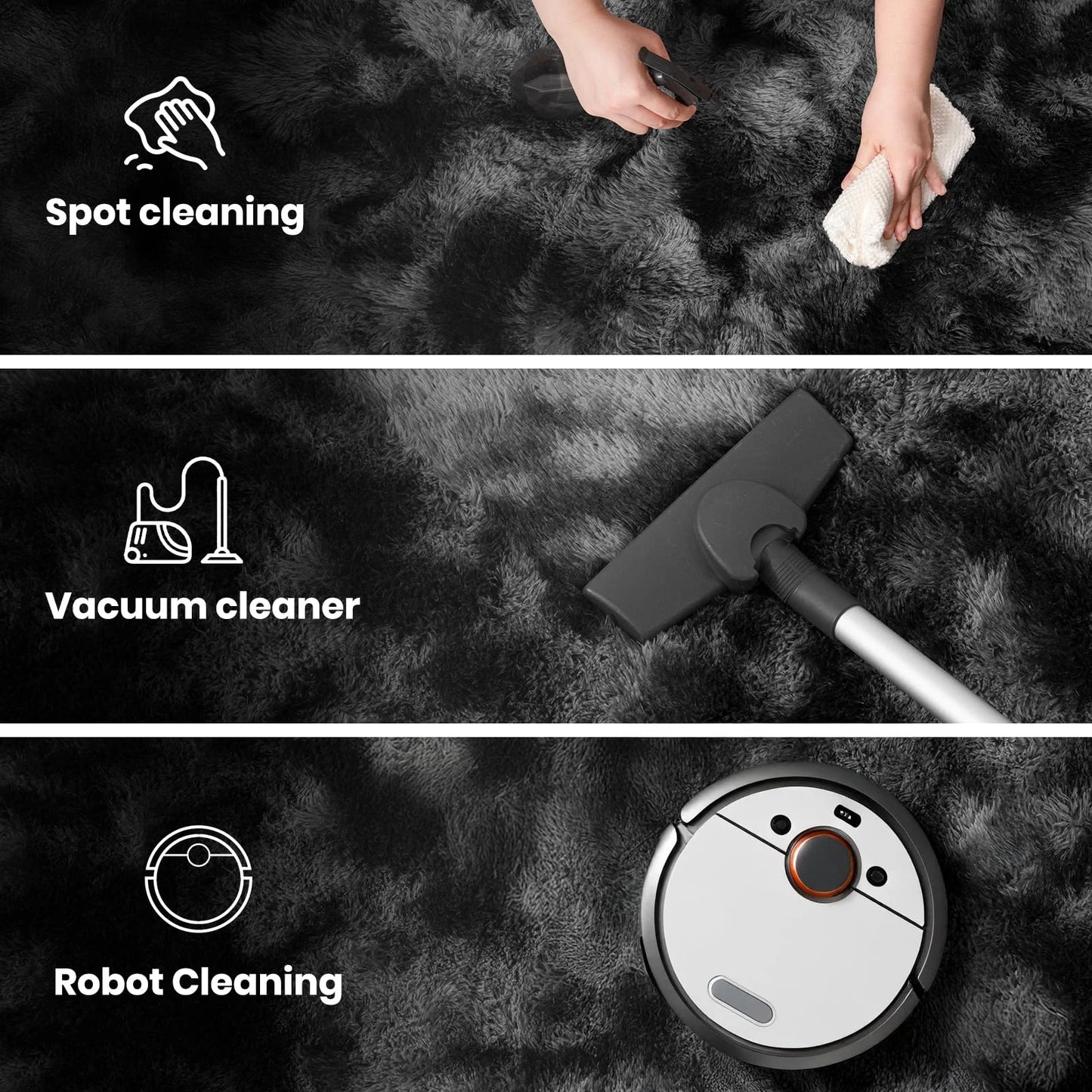 VIKAMA Minimalist Fluffy Area Rug – Non-Slip Living Room Carpet, Soft Kids Room & Bathroom Home Decor Mat
