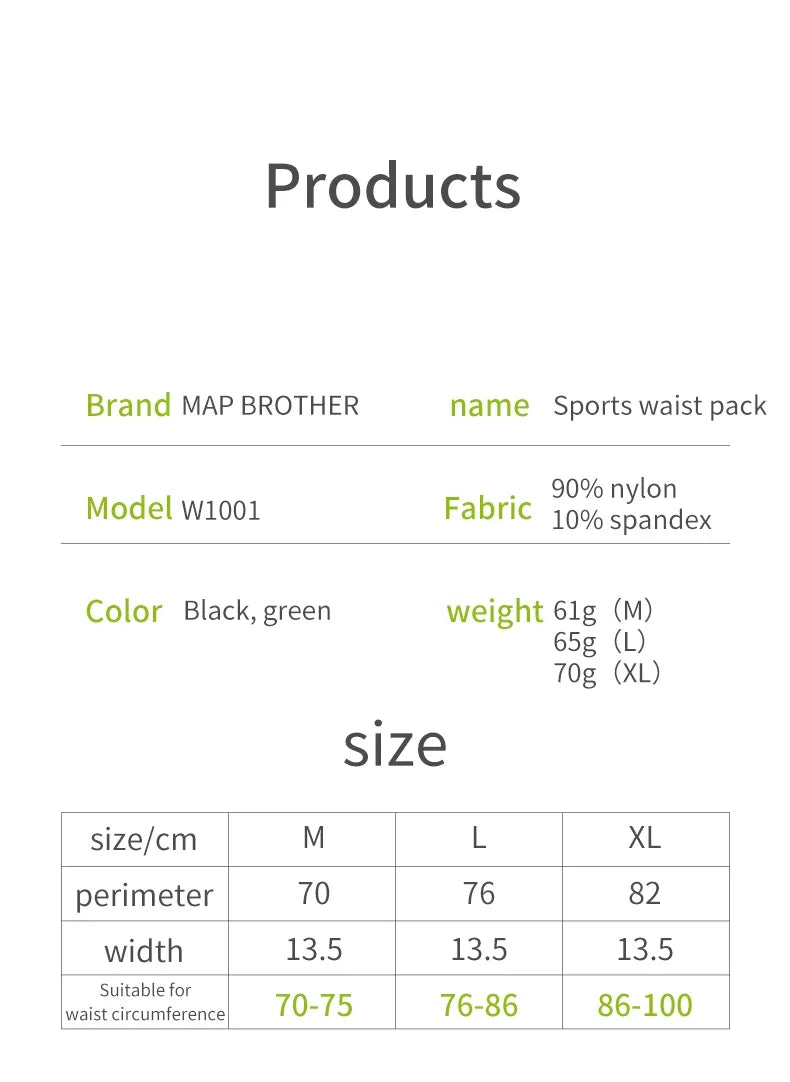 MAP BROTHER W1001 Woven Elastic Sports Waist Bag – Running, Triathlon, Marathon & Cycling Number Belt Pack