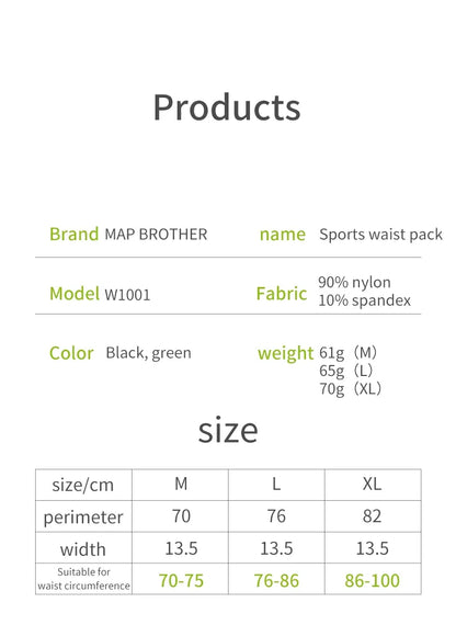 MAP BROTHER W1001 Woven Elastic Sports Waist Bag – Running, Triathlon, Marathon & Cycling Number Belt Pack