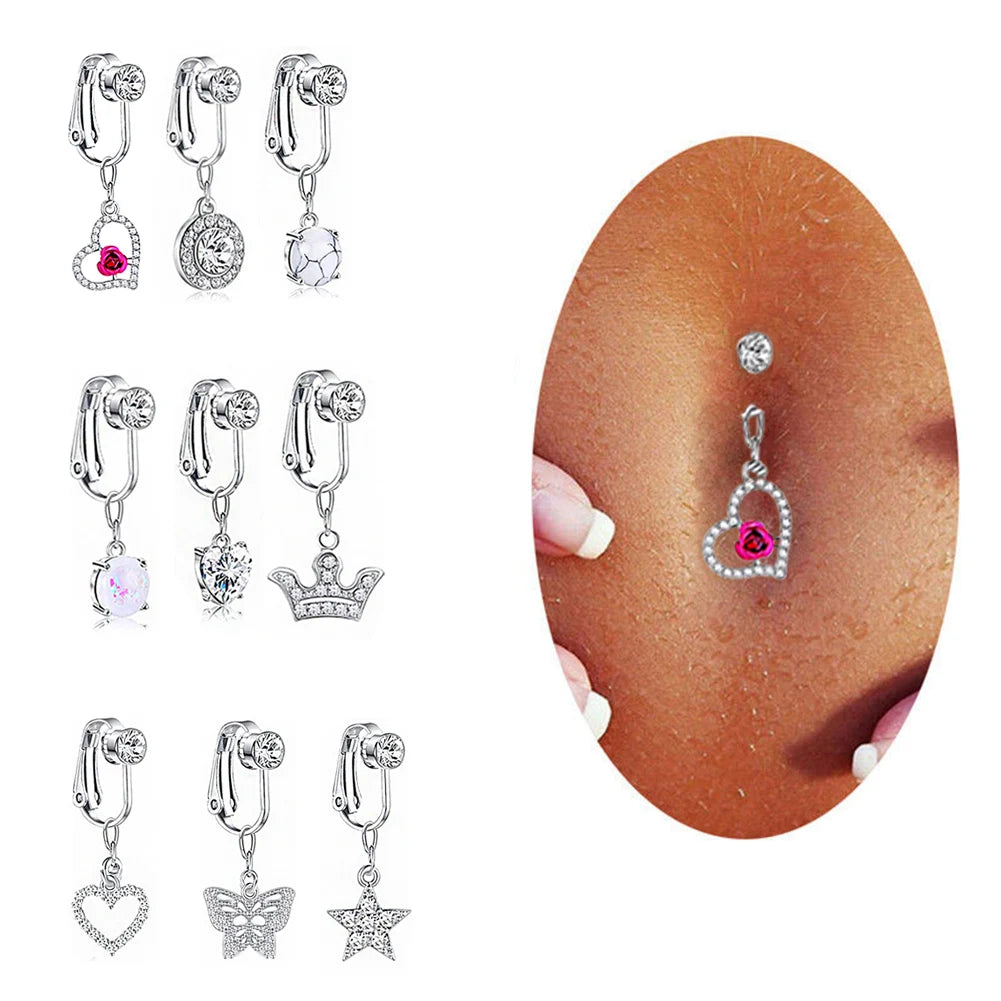 Faux Snake Belly Ring – Fake Clip-On Umbilical Navel Piercing, Belly Button & Cartilage Body Jewelry